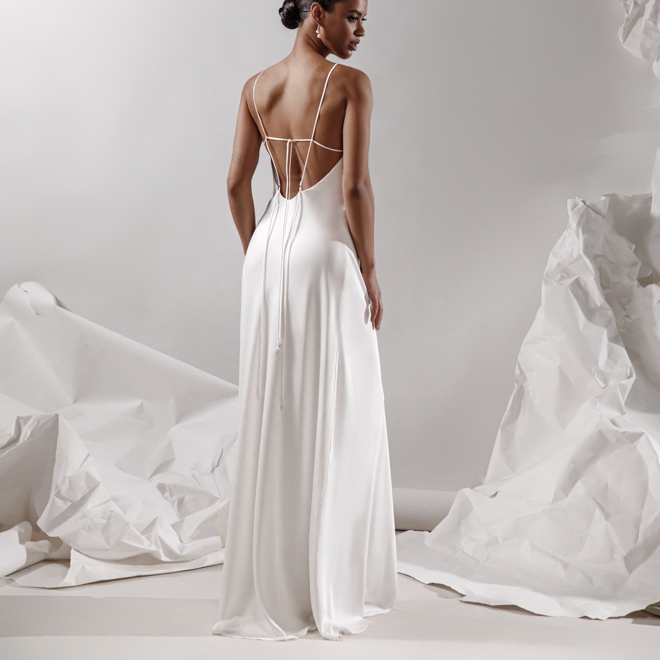 white christmas dresses Tuscany Maxi Slip Dress ~ Ivory Luxe Satin – Show Me Your Mumu main image 1