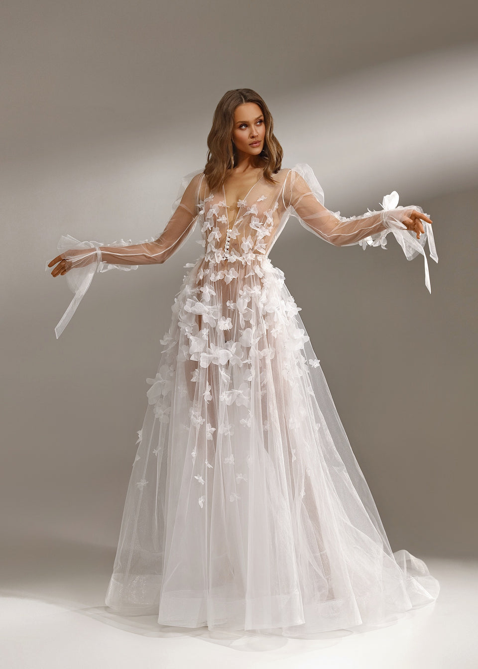 ELIZABETH boudoir dress with floral decration