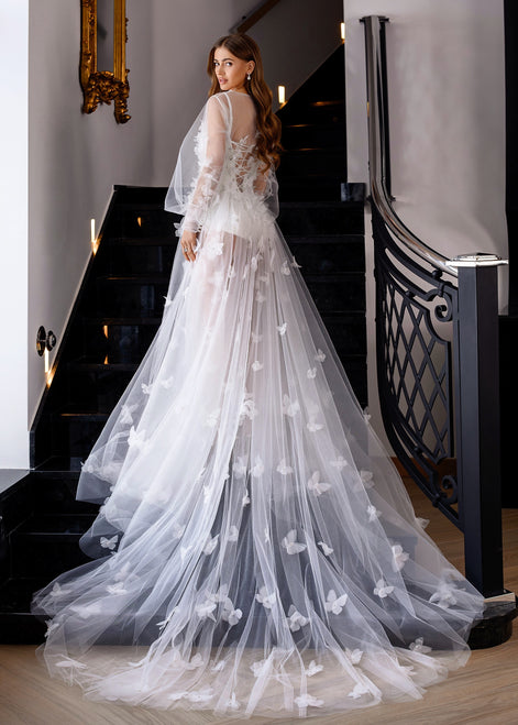 ADELLE Bridal Peignoir Dress with 3D butterflies