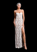ANDREA Macramé Lace Gown with High Slit