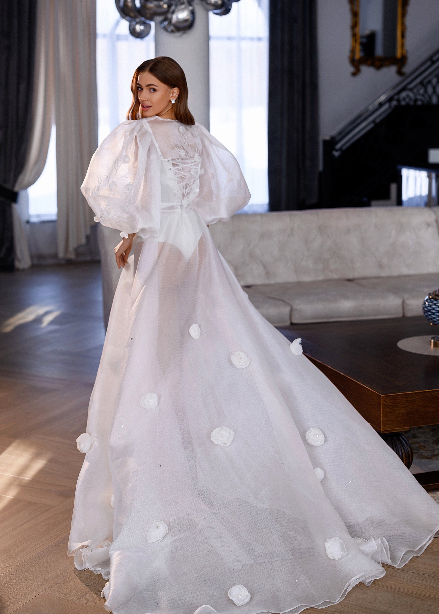 ARIEL Airy 3D Flower Bridal Robe