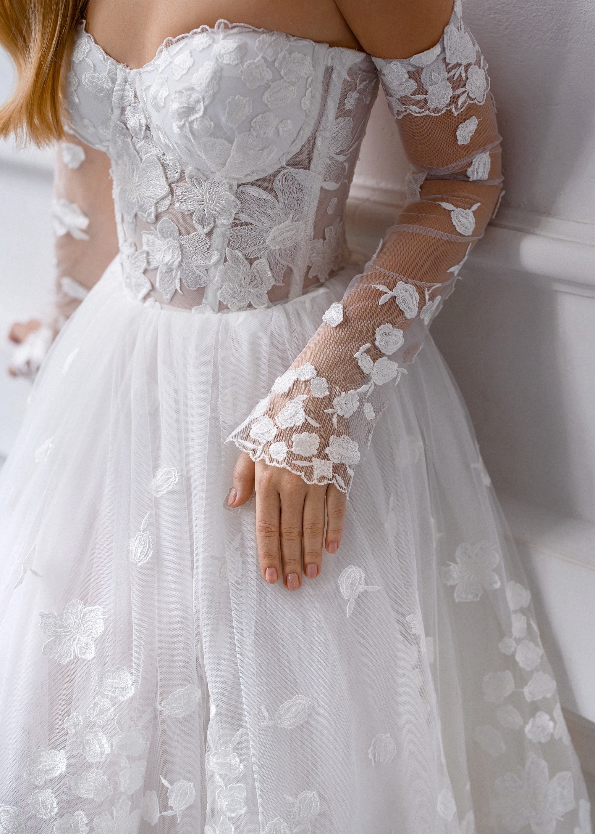 CELINE Floral Lace Midi Dress with Corset & Lace-Up Back