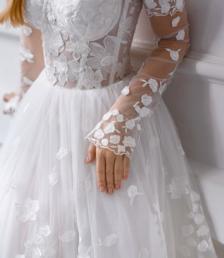 CELINE Floral Lace Midi Dress with Corset & Lace-Up Back