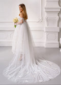 CELINE Long Tulle Cape with 3D Flowers & Detachable Gloves