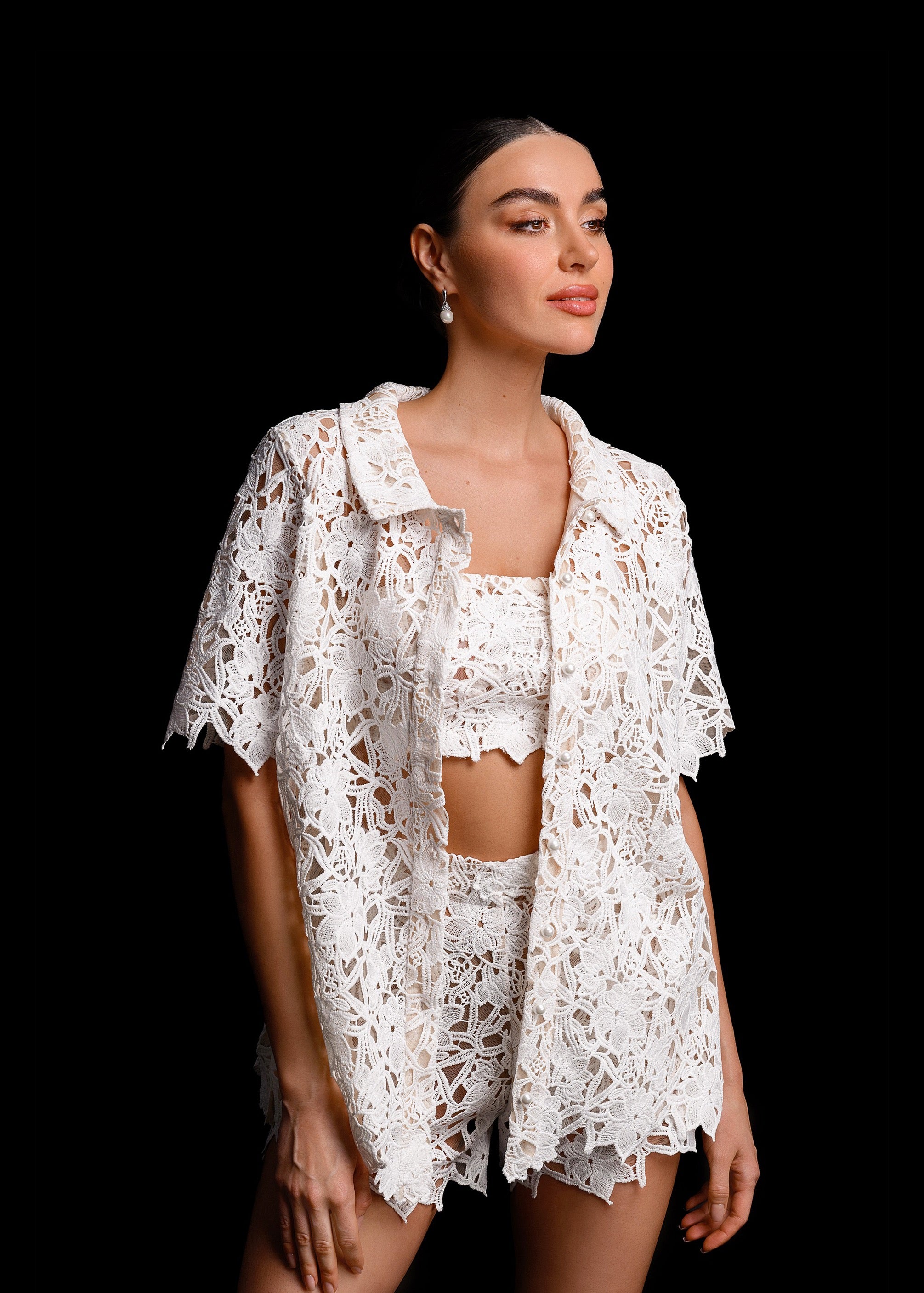 CLARA Short Macramé Lace Set