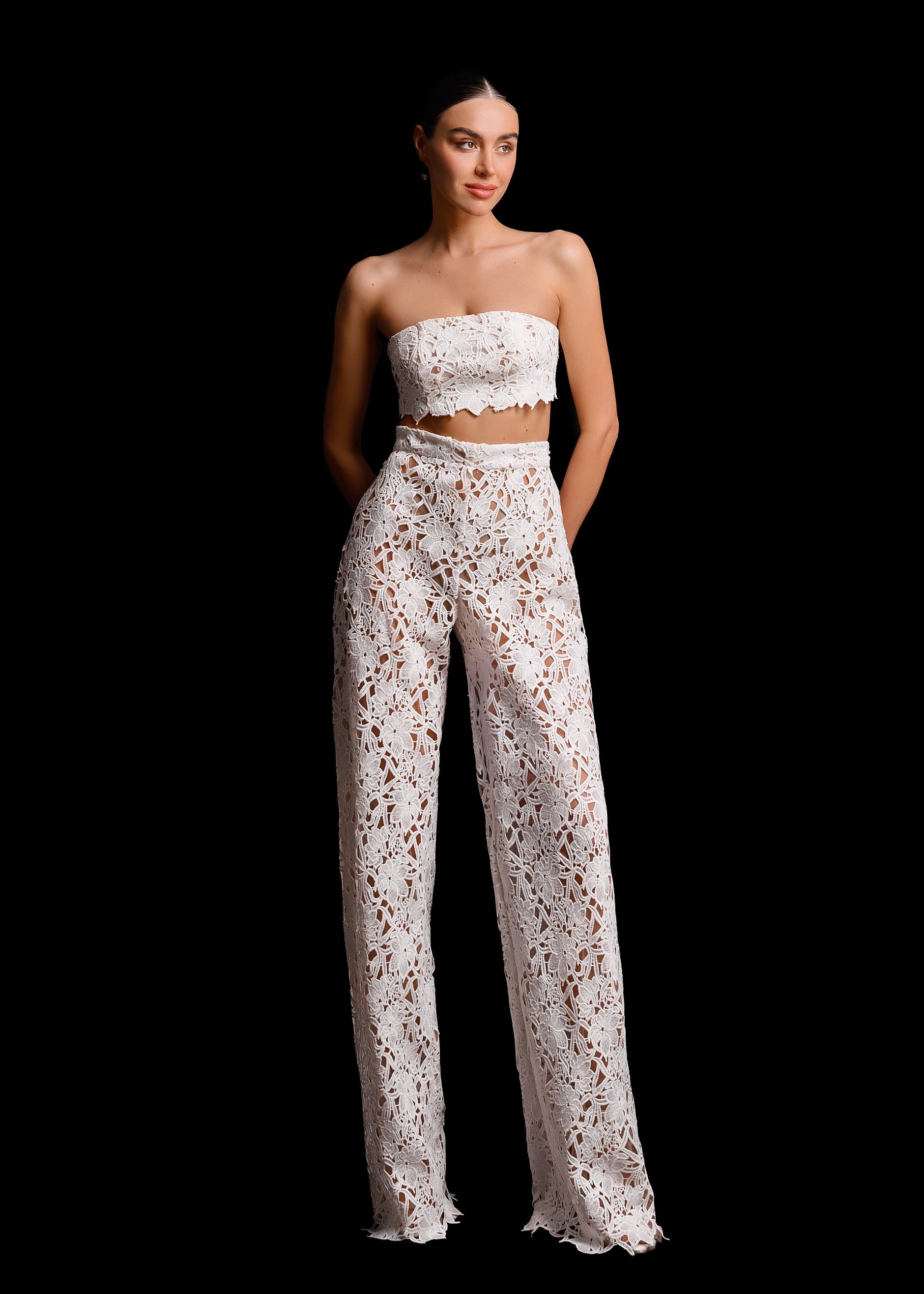 CLARA Long Macramé Lace Pantsuit