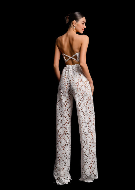 CLARA Long Macramé Lace Pantsuit