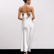 DIANA Midi Silk Slip Dress with Bow