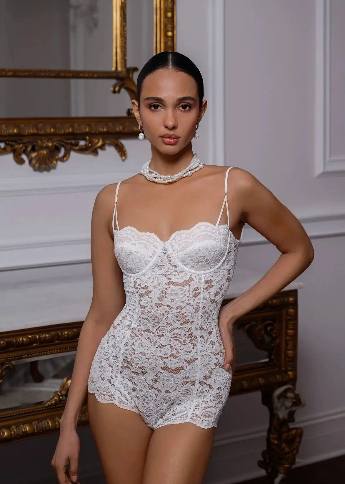 ECLAT lace bodysuit with lacing