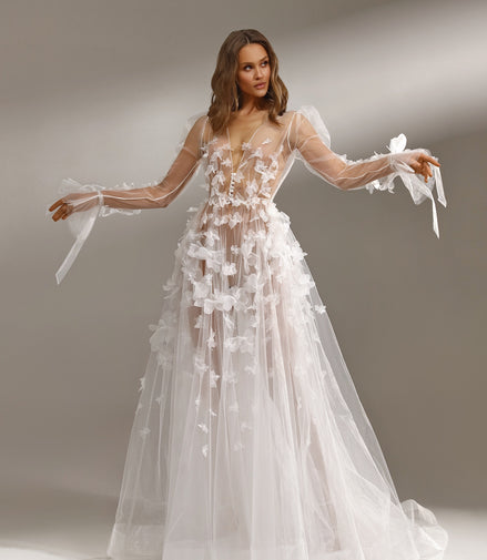 ELIZABETH boudoir dress with floral decration