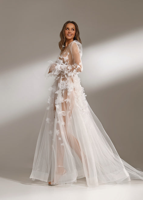 ELIZABETH boudoir dress with floral decration
