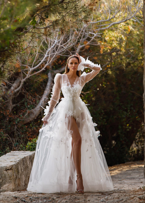 ELIZABETH boudoir dress with floral decration