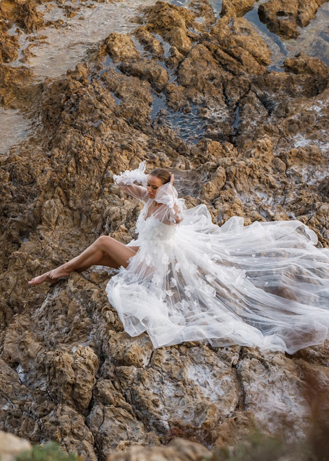 ELIZABETH boudoir dress with floral decration