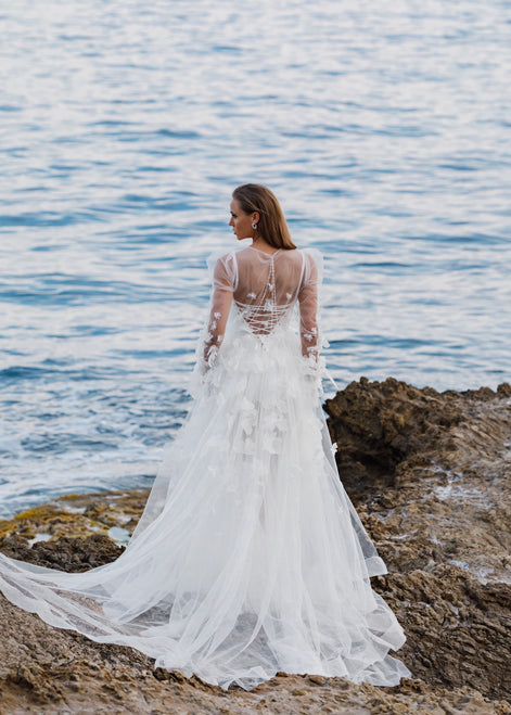 ELIZABETH boudoir dress with floral decration