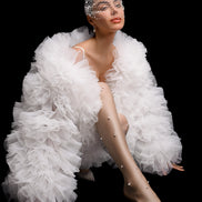 GEORGINA Couture Bomber with Handcrafted Tulle Dahlias