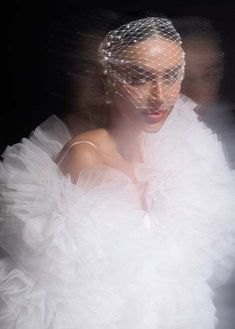 GEORGINA Couture Bomber with Handcrafted Tulle Dahlias