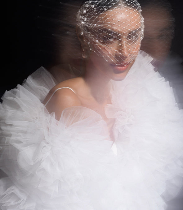 GEORGINA Couture Bomber with Handcrafted Tulle Dahlias