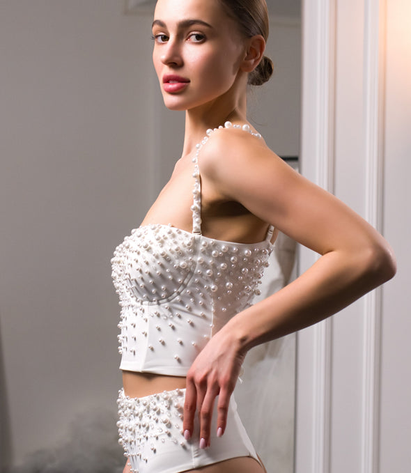 Iris Crystal Pearl & Crystal Bustier Set