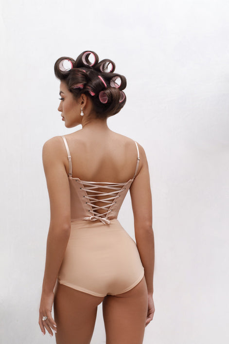 JUNE Corset Lingerie Set in Beige