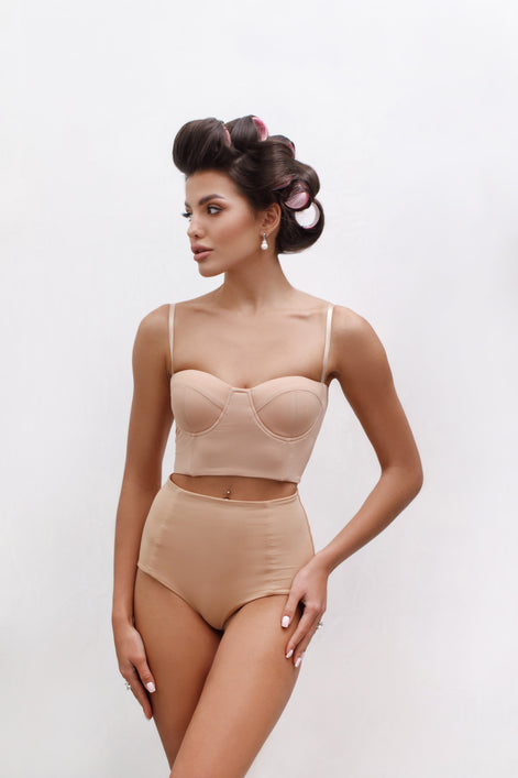 JUNE Corset Lingerie Set in Beige