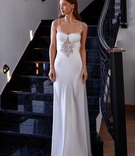 LAURA Slip Dress with Floral Appliques