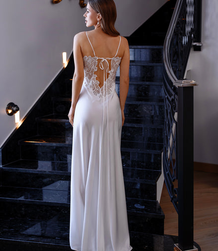 LAURA Slip Dress with Floral Appliques