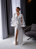 LINDA silk Ivory bridal robe with Butterflies and Pearls