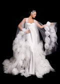 LUCY Robe with Voluminous Rose around the Sleeves