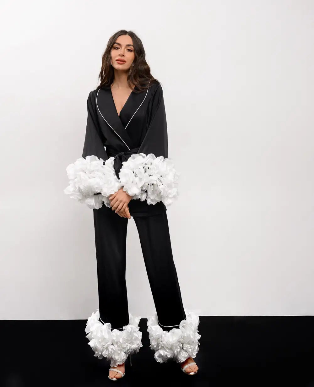 MEGANE BLACK pyjama set with flowers