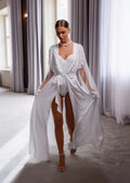 MILLA Bridal Silk Robe with Pearl at Sleeves