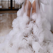 MOLLY Peignoir with 3D texture dahlias