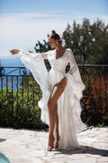 MONICA Dressing gown with feathers