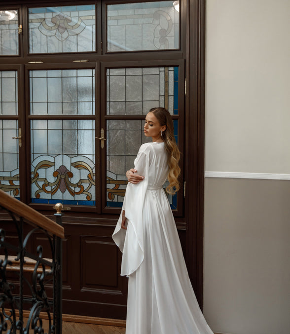 NATALIE silk kimono robe with train