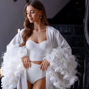 NICOLE  robe with handmade 3D flowers