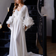 NICOLE  robe with handmade 3D flowers