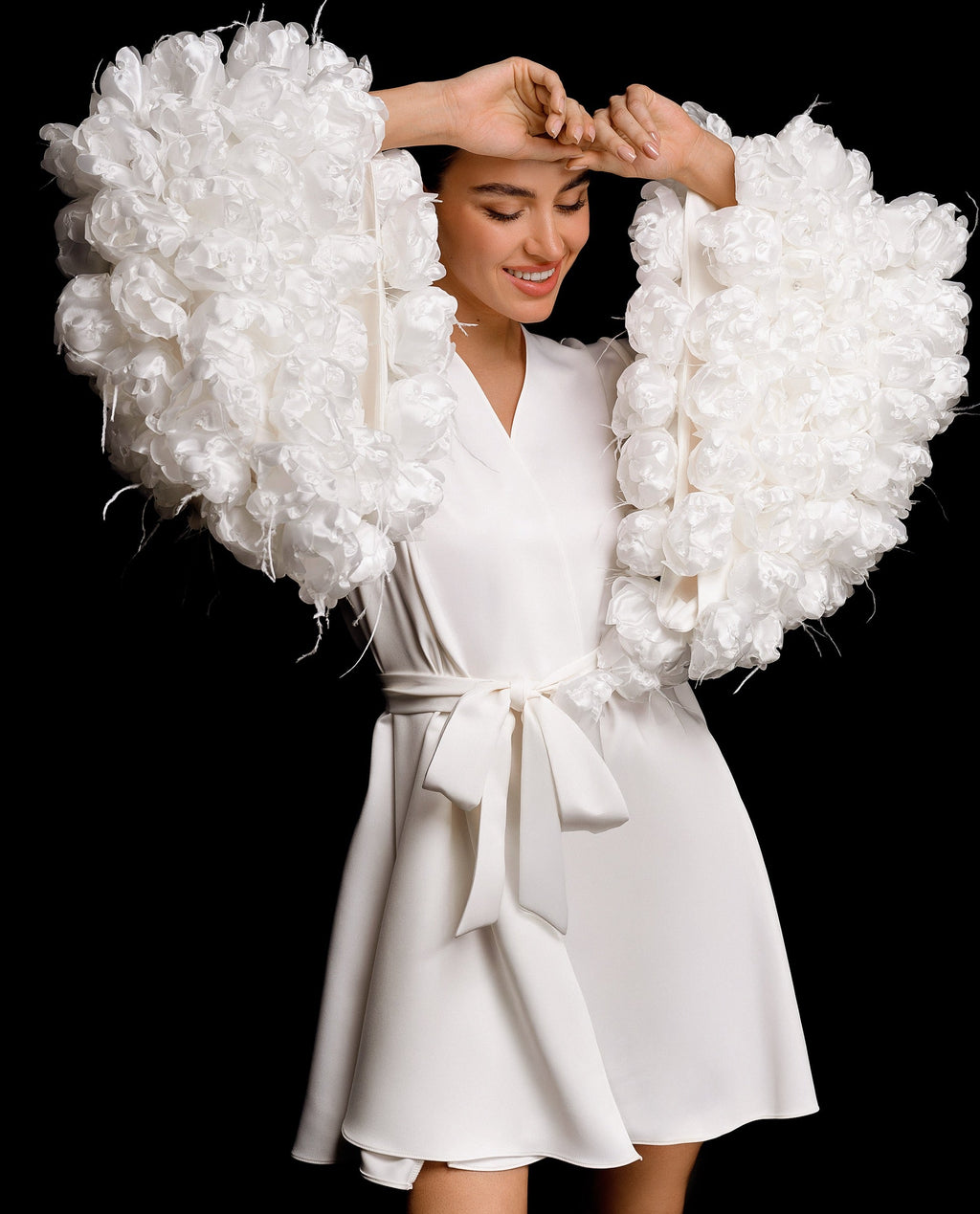 NICOLE MINI robe with handmade 3D flowers