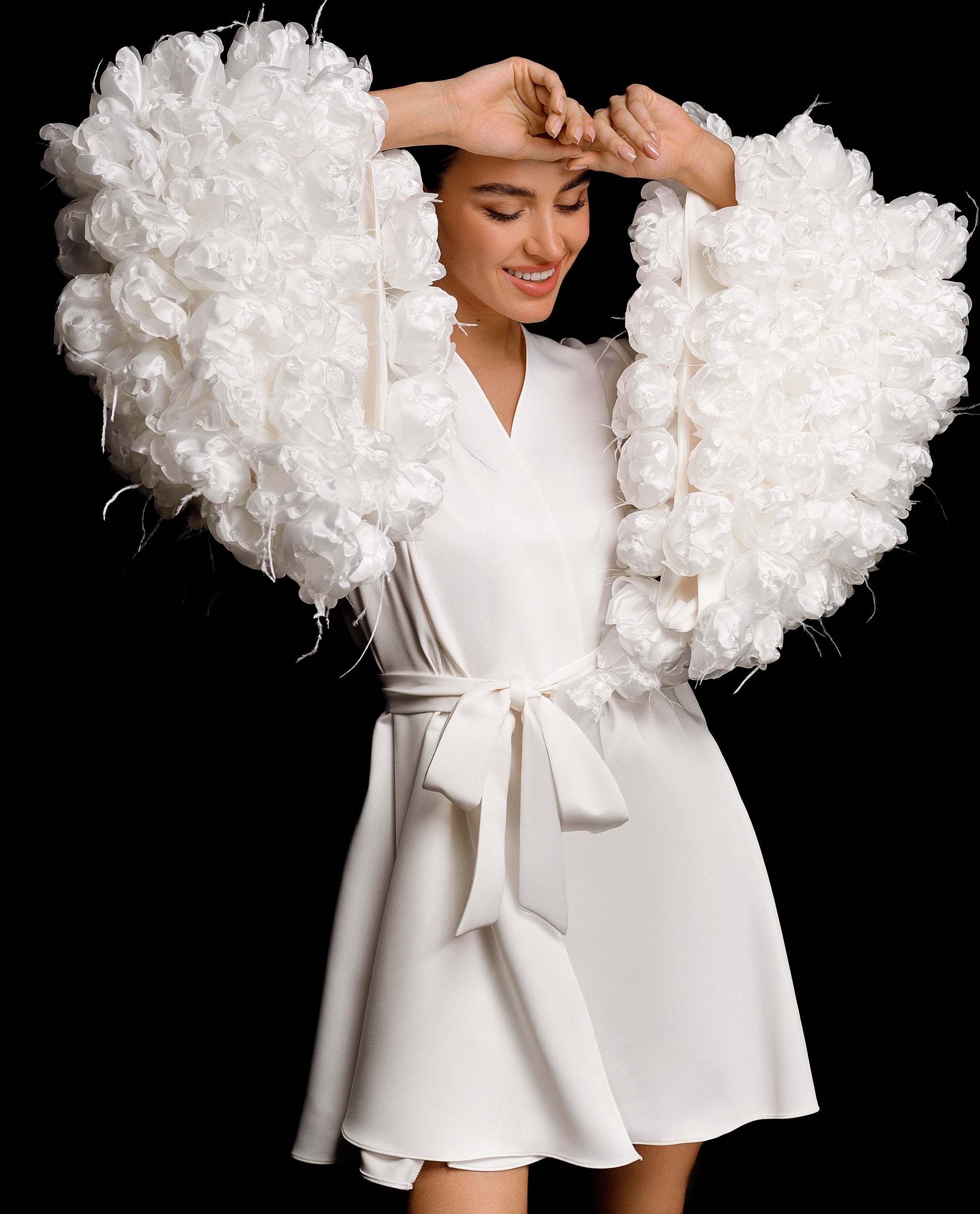 NICOLE MINI robe with handmade 3D flowers