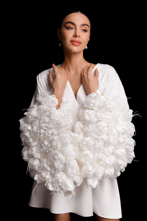 NICOLE MINI robe with handmade 3D flowers