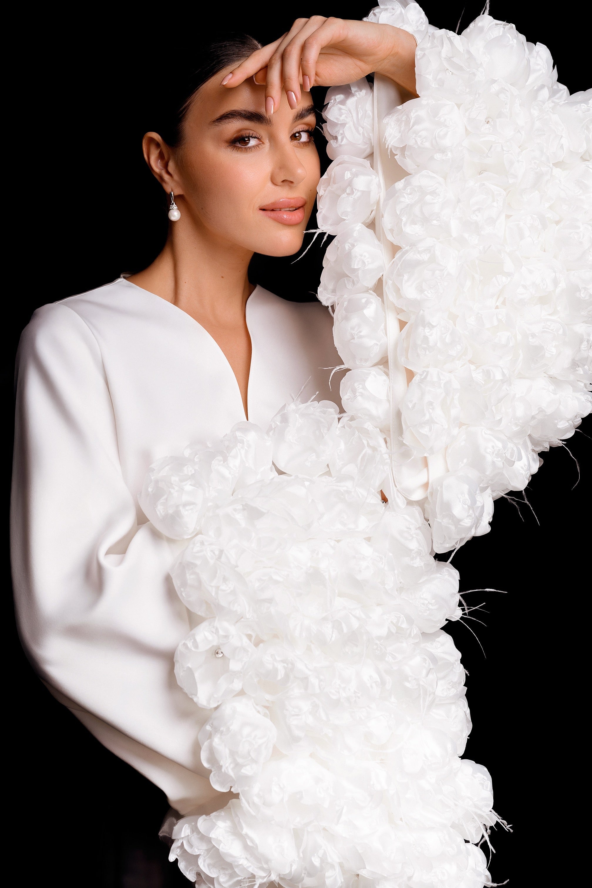 NICOLE MINI robe with handmade 3D flowers