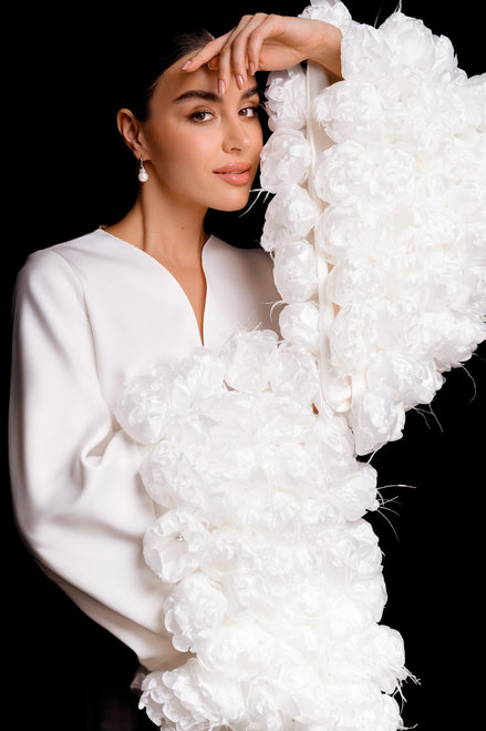 NICOLE MINI robe with handmade 3D flowers