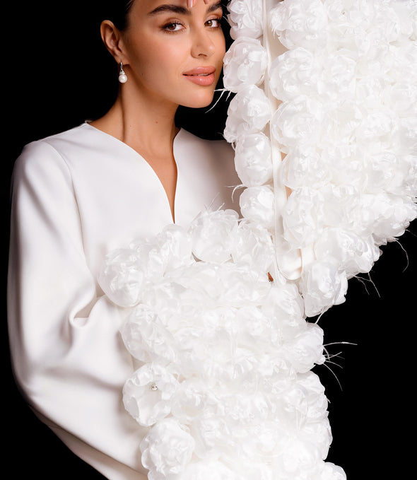 NICOLE MINI robe with handmade 3D flowers