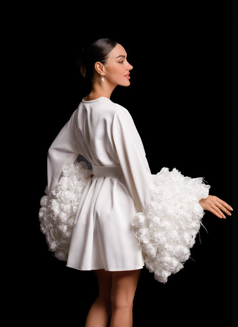 NICOLE MINI robe with handmade 3D flowers