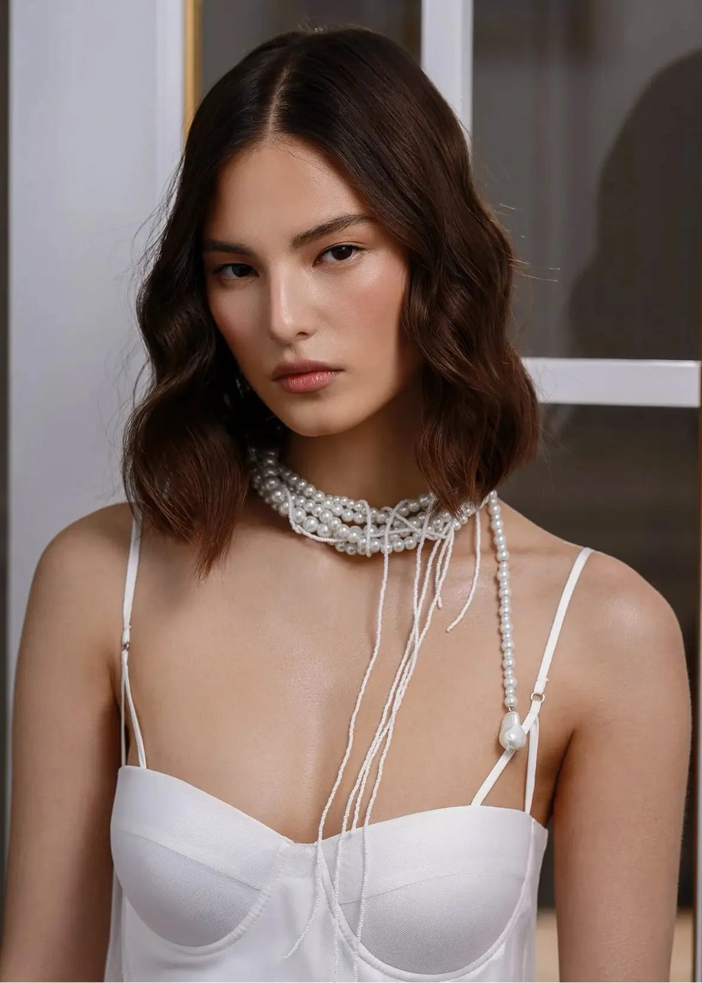 ODETTE slip dress with tulle and 3D flowers