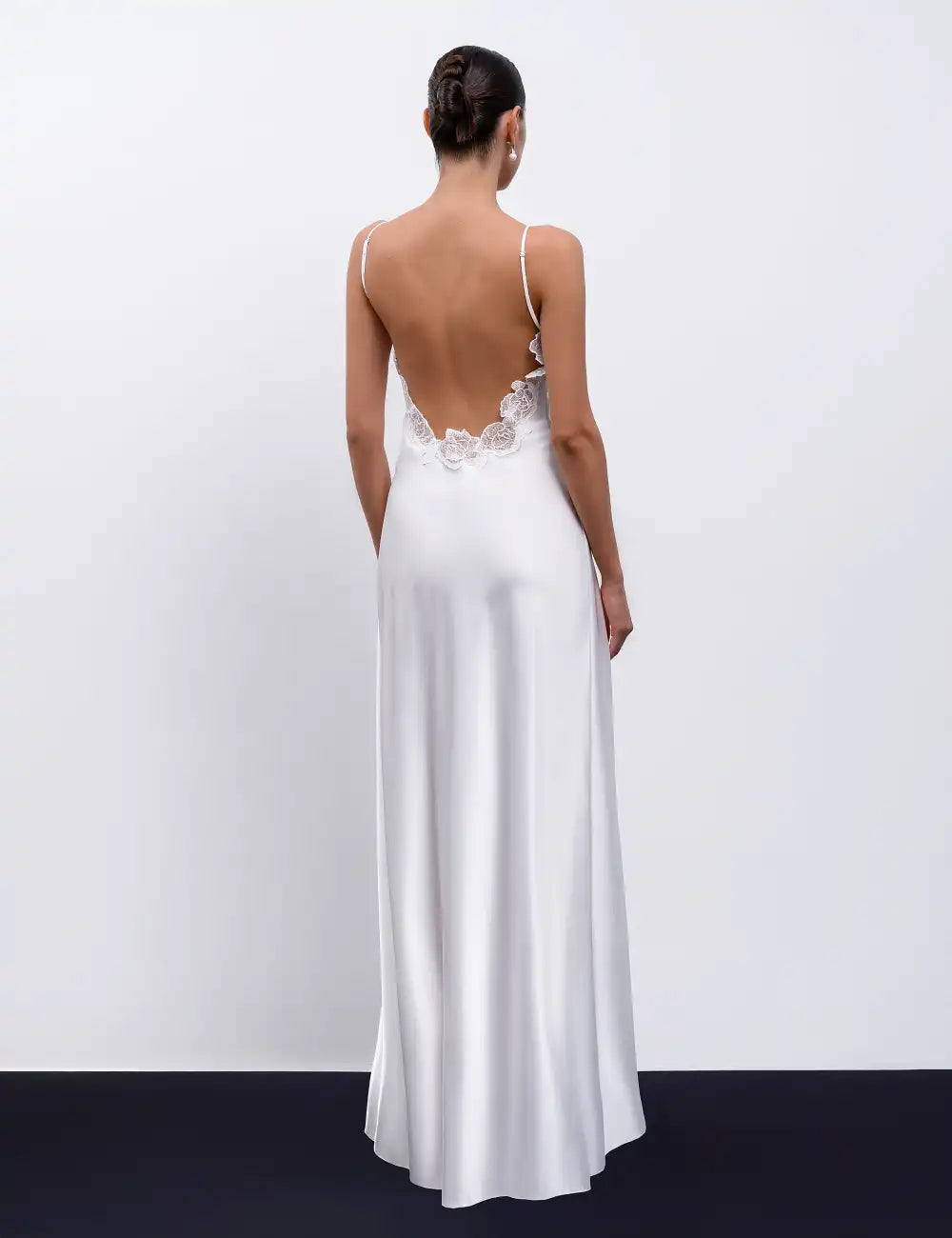 PAOLA LONG Maxi slip dress with lace