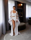 VIOLA Bridal Silk Robe with Floral Tulle Sleeves
