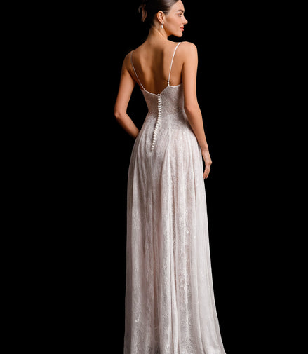 VIOLET LONG Chantilly lace dress